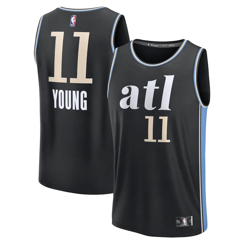 Trae Young Atlanta Hawks Jersey Unisex 2022 23 Swingman - City Edition - Black - Image 5