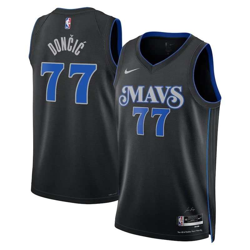 Luka Doncic 77 Dallas Mavericks Jersey 2023/24 City Edition Swingman - Black