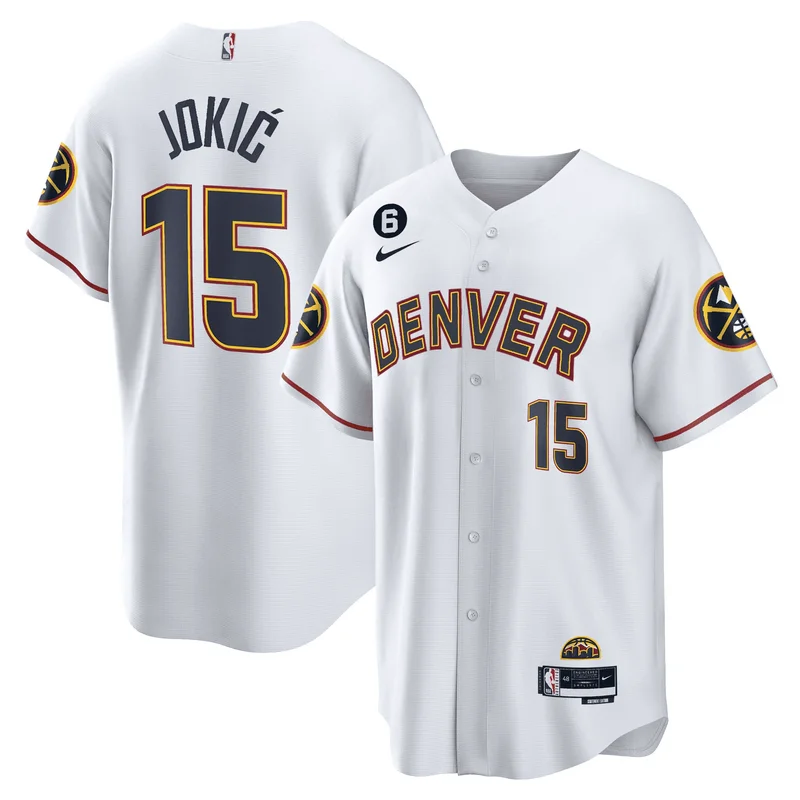 Nikola Jokic 15 Denver Nuggets Jersey Baseball - White