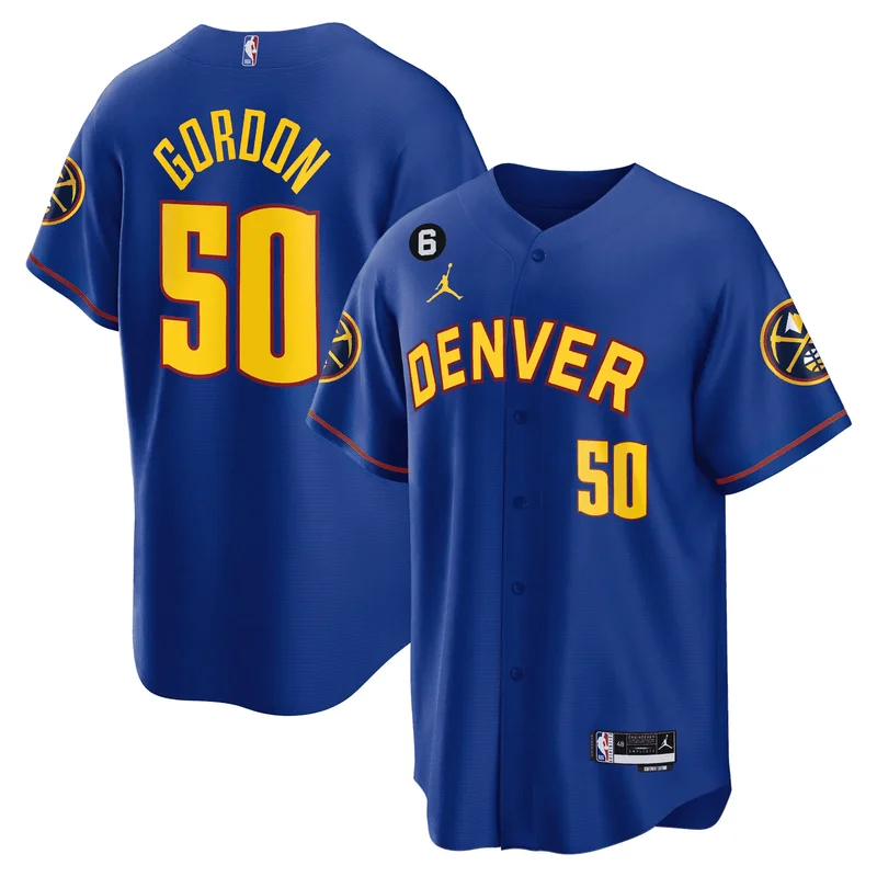 Aaron Gordon 50 Denver Nuggets Jersey Baseball - Blue