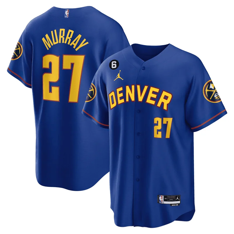 Jamal Murray 27 Denver Nuggets Jersey Baseball - Blue