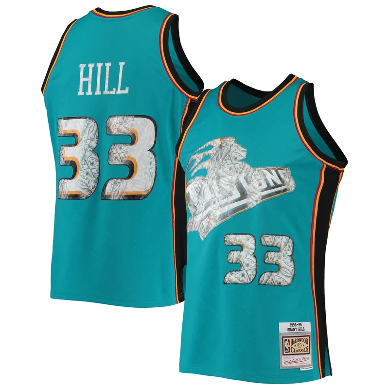 Grant Hill Detroit Pistons Jersey 1998 99 Hardwood Classics Swingman - Teal - Image 2