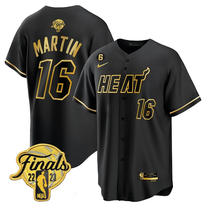 Bam Adebayo 13 Miami Heat Jersey 2023 Finals Baseball - Black Gold - Image 5