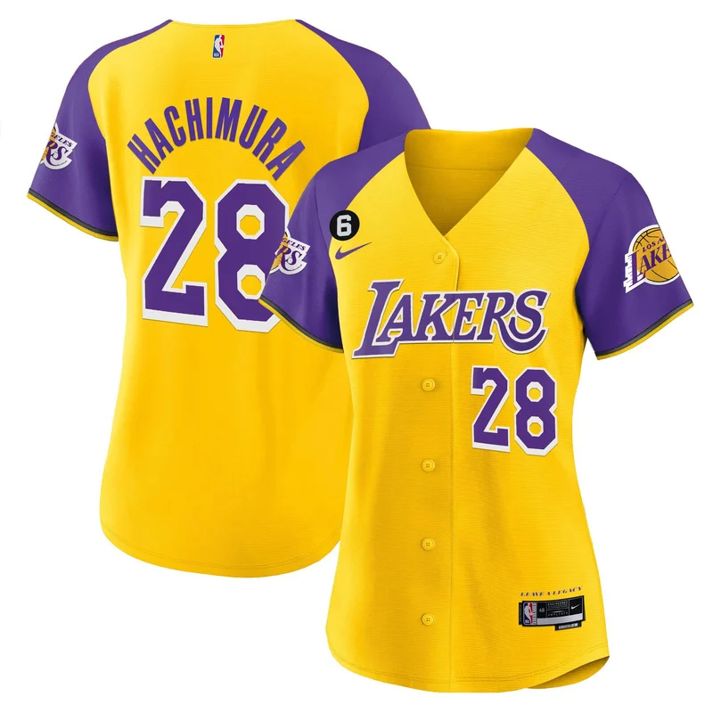 Los Angeles Lakers Jersey Color Sleeves Baseball - Purple - Image 5