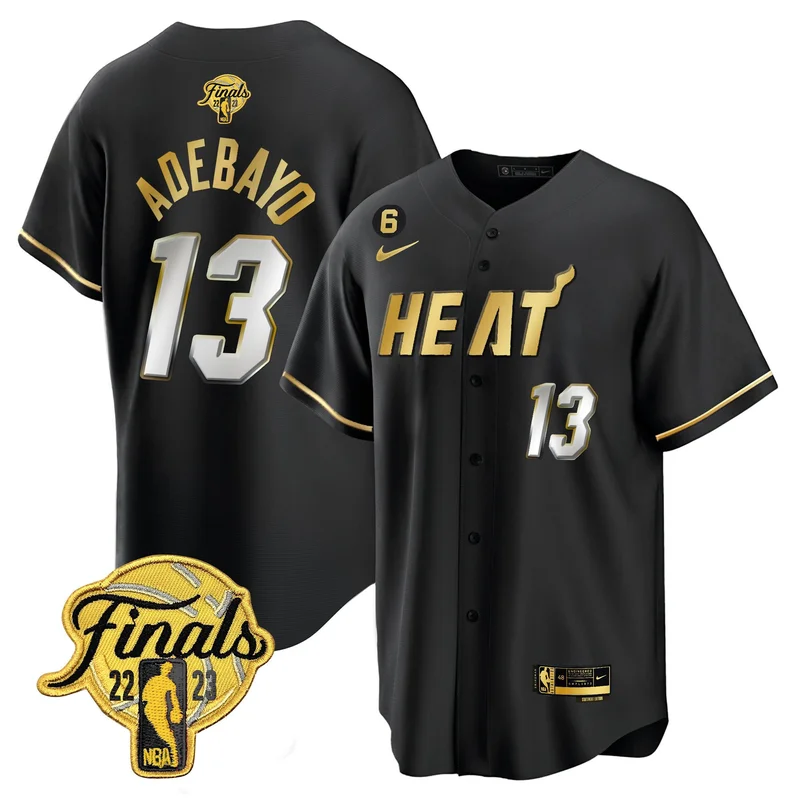 Bam Adebayo 13 Miami Heat Jersey 2023 Finals Baseball - Black Limited