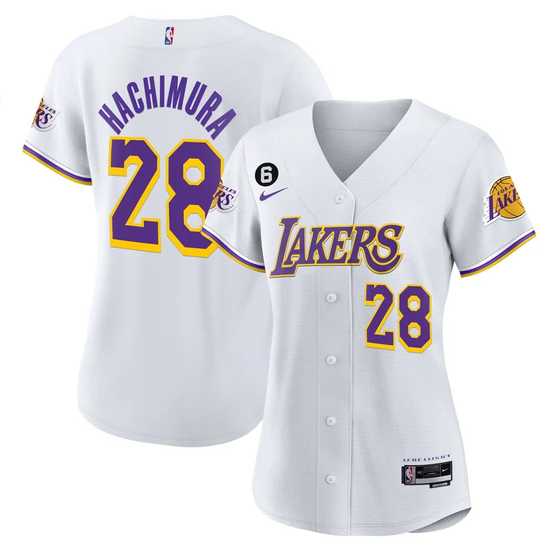 LeBron James 6 Los Angeles Lakers Jersey Baseball - White - Image 3