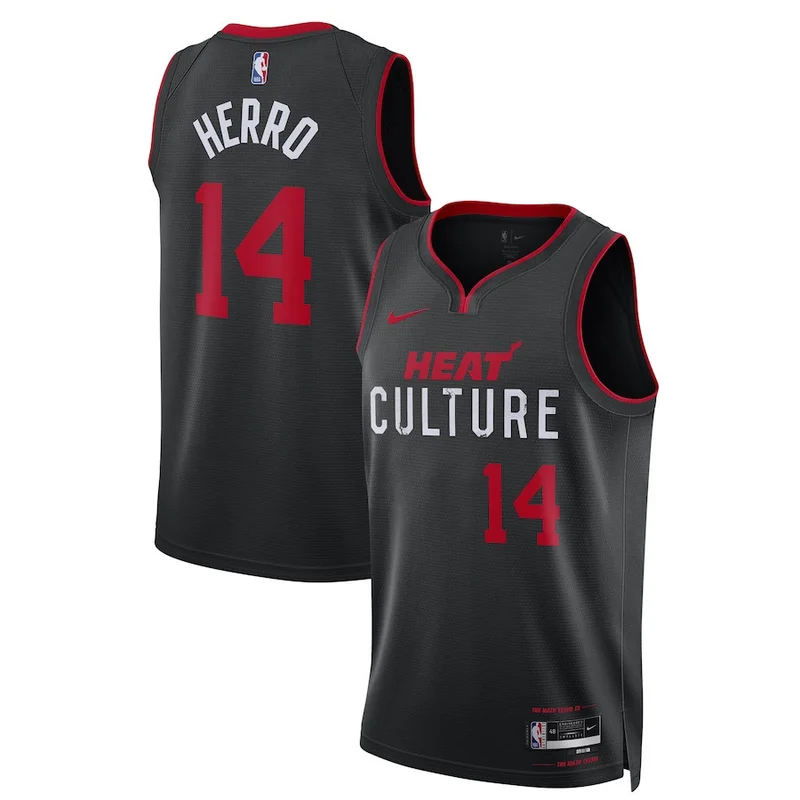 Tyler Herro 14 Miami Heat Jersey 2023 Finals Baseball - Black Gold - Image 2