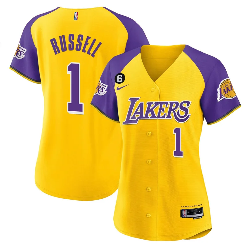 D'Angelo Russell 1 Los Angeles Lakers Jersey Alternate Baseball - Gold