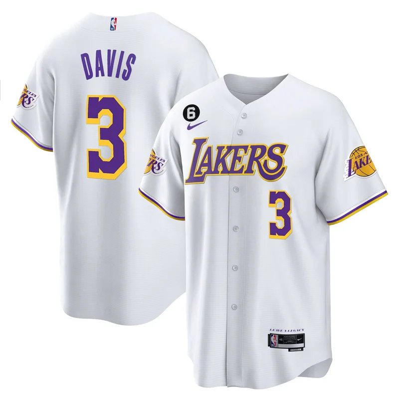 Anthony Davis 3 Los Angeles Lakers Jersey Baseball - White