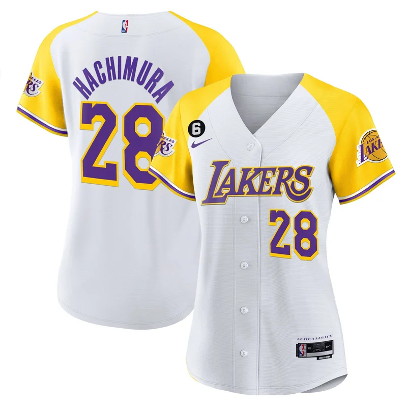 Rui Hachimura 28 Los Angeles Lakers Jersey Alternate Baseball - White