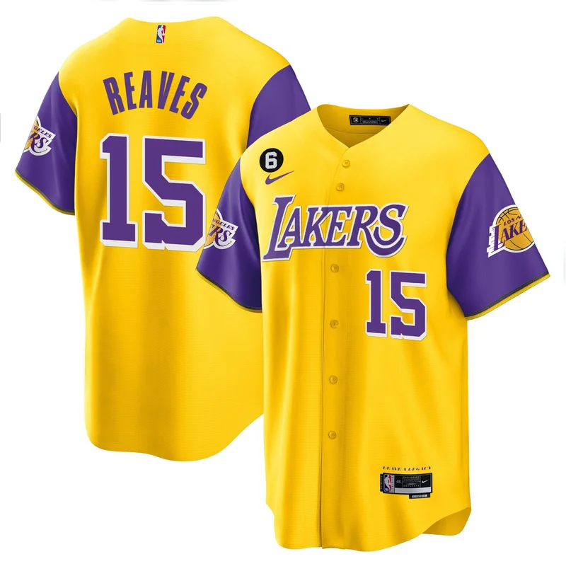Austin Reaves 15 Los Angeles Lakers Jersey Alternate Baseball - Purple - Image 2