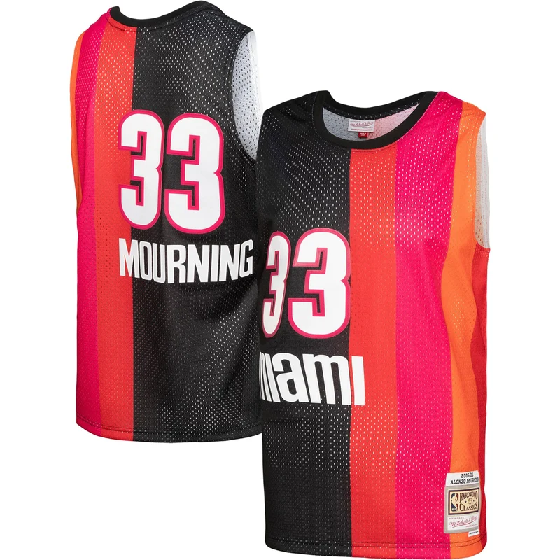 Alonzo Mourning Miami Heat Jersey 2005 2006 Hardwood Classics Swingman - Black - Image 4