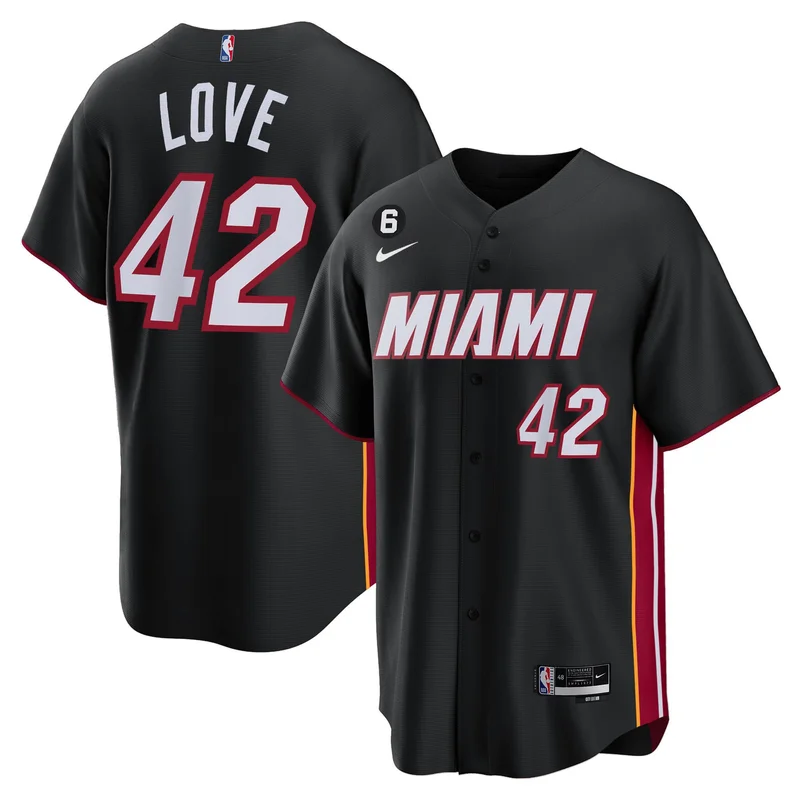 Kevin Love 42 Miami Heat Jersey Baseball - Black