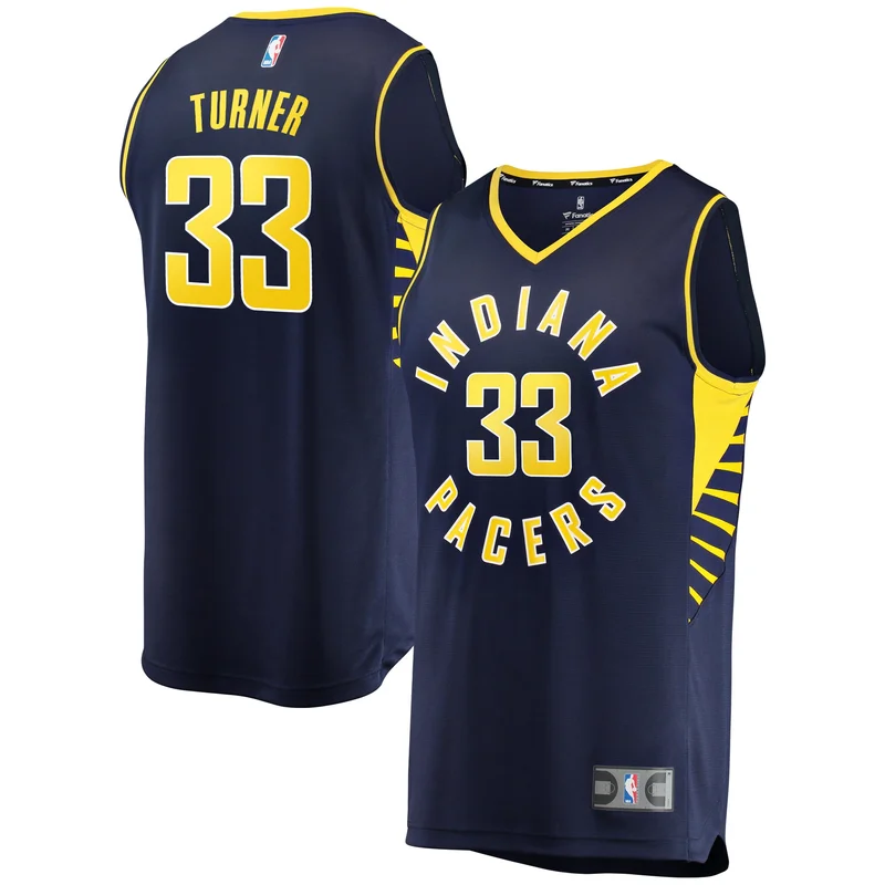 Myles Turner Indiana Pacers Jersey Fast Break Navy - Icon Edition