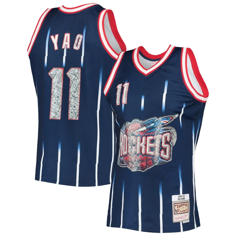 Ming Houston Rockets Jersey 2002 03 Hardwood Classics NBA 75th Anniversary Diamond Swingman