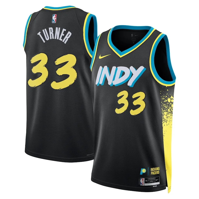Myles Turner 33 Indiana Pacers Jersey 2023/24 City Edition Swingman - Black