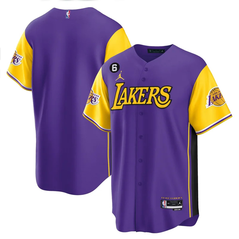 Los Angeles Lakers Jersey Color Sleeves Baseball - Purple