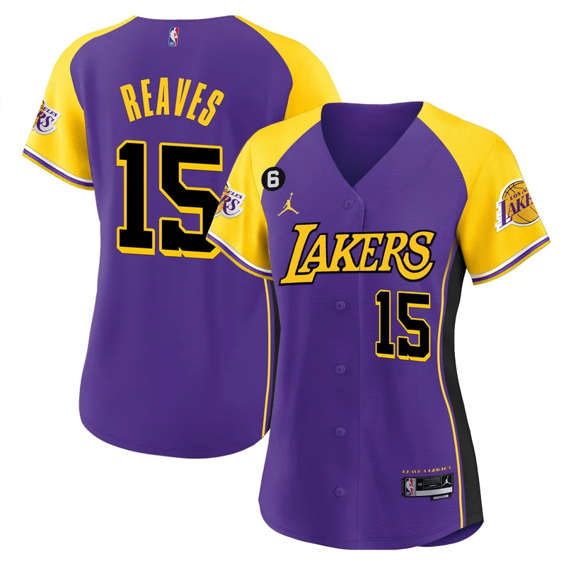 Austin Reaves 15 Los Angeles Lakers Jersey Alternate Baseball - Purple