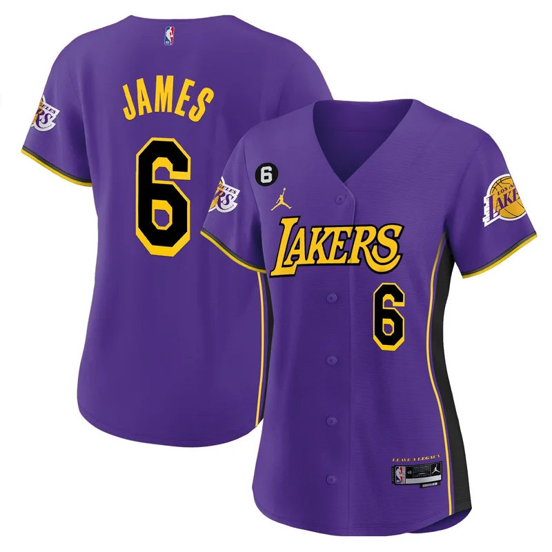 LeBron James 6 Los Angeles Lakers Jersey Baseball - Purple