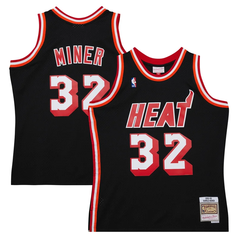 Harold Miner Miami Heat Jersey 1992 93 Hardwood Classics Swingman Throwback - Black