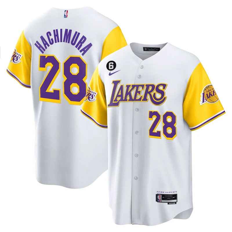 Rui Hachimura 28 Los Angeles Lakers Jersey Alternate Baseball - White - Image 2