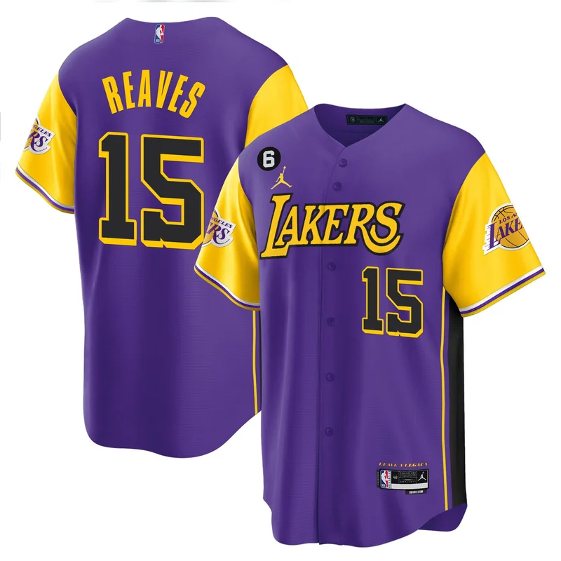 Austin Reaves 15 Los Angeles Lakers Jersey Alternate Baseball - Purple - Image 3