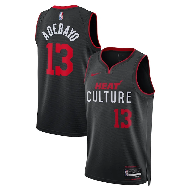Bam Adebayo 13 Miami Heat Jersey 2023 Finals Baseball - Black Gold - Image 2