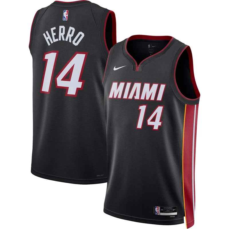 Tyler Herro 14 Miami Heat Jersey 2023 Finals Baseball - Black Gold - Image 5