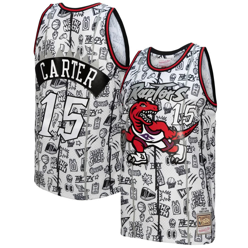 Vince Carter Toronto Raptors Jersey 1998 99 Hardwood Classics - White - Image 3