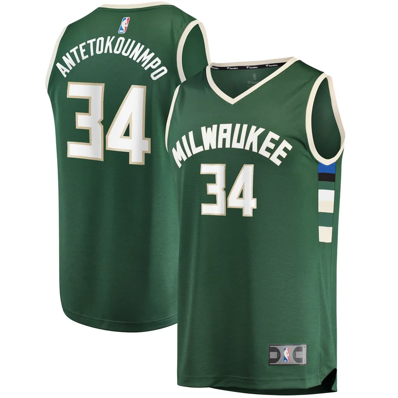 Giannis Antetokounmpo Milwaukee Bucks Jersey Big & Tall Fast Break Player - Hunter Green - Icon - Image 4