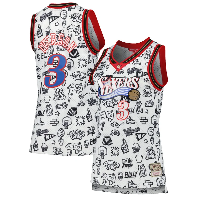 Allen Iverson Philadelphia 76ers Jersey Hardwood Classics 1997 98 Ghost Green Swingman - Image 5