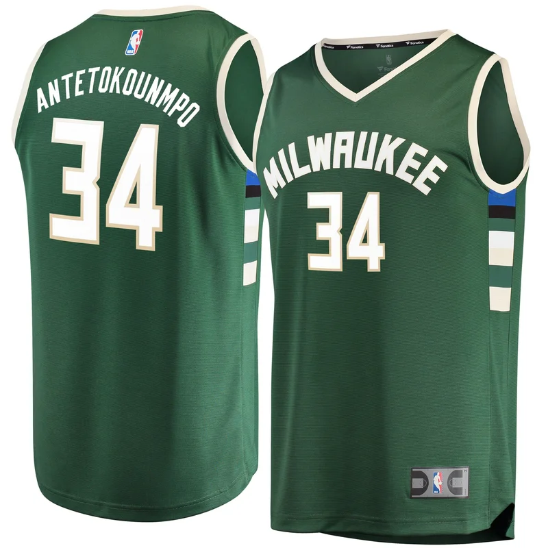 Giannis Antetokounmpo Milwaukee Bucks Jersey Big & Tall Fast Break Player - Hunter Green - Icon - Image 3