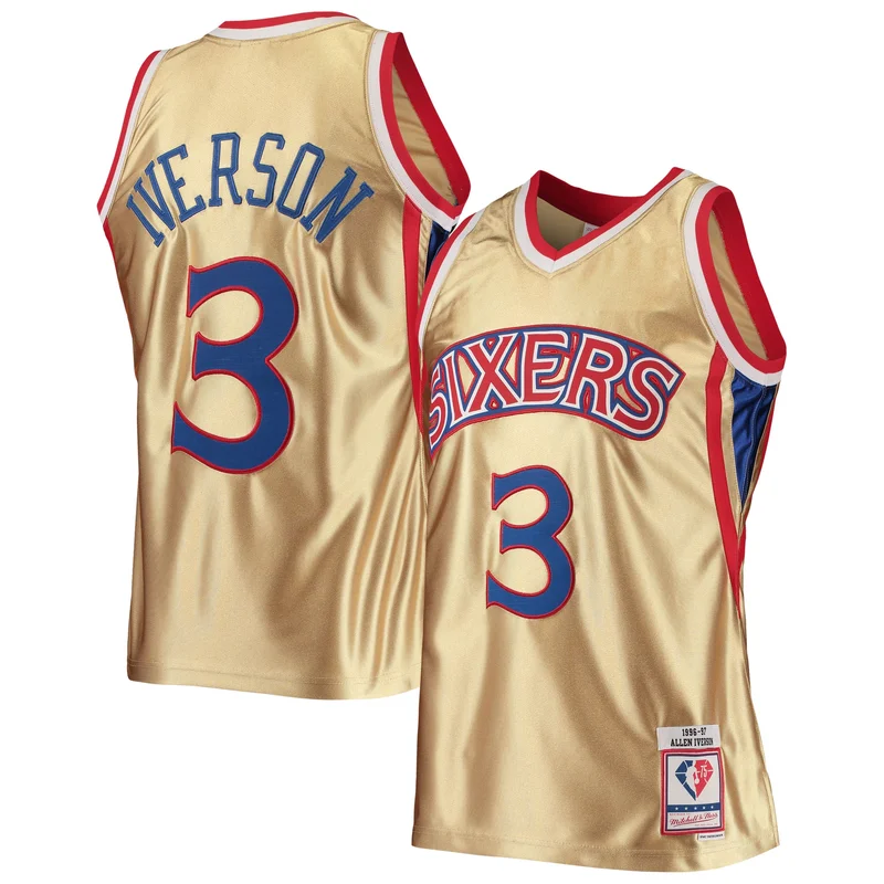Allen Iverson Philadelphia 76ers Jersey 75th Anniversary 1996 97 Hardwood Classics Swingman
