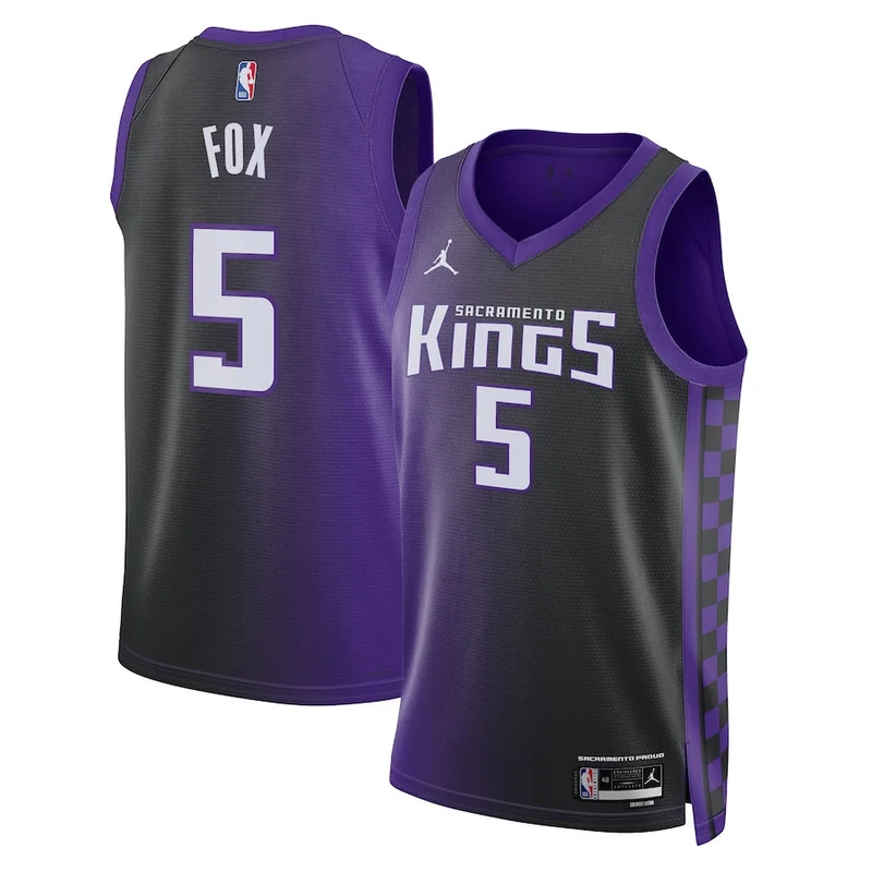 De'Aaron Fox 5 Sacramento Kings Jersey Unisex Swingman - Statement Edition - Purple/Black