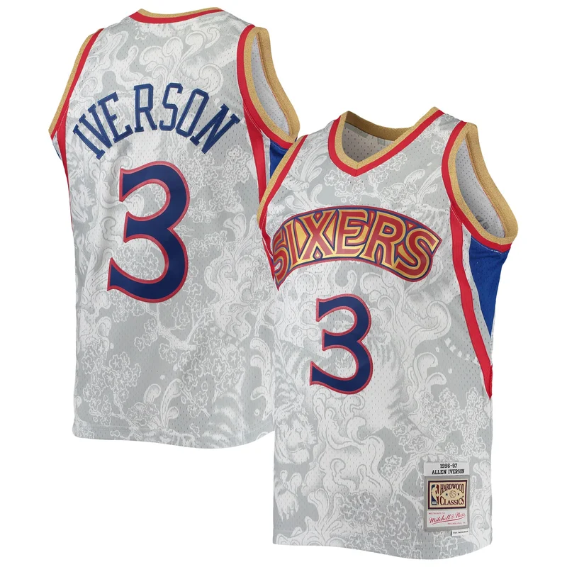 Allen Iverson Philadelphia 76ers Jersey 75th Anniversary 1996 97 Hardwood Classics Swingman - Image 5