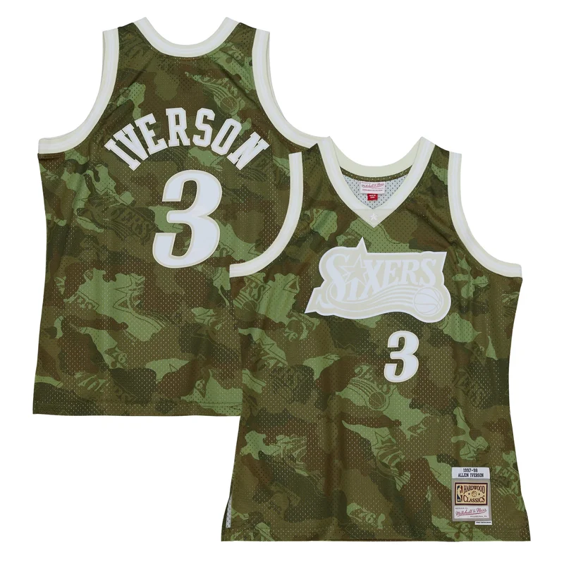 Allen Iverson Philadelphia 76ers Jersey Hardwood Classics 1997 98 Ghost Green Swingman