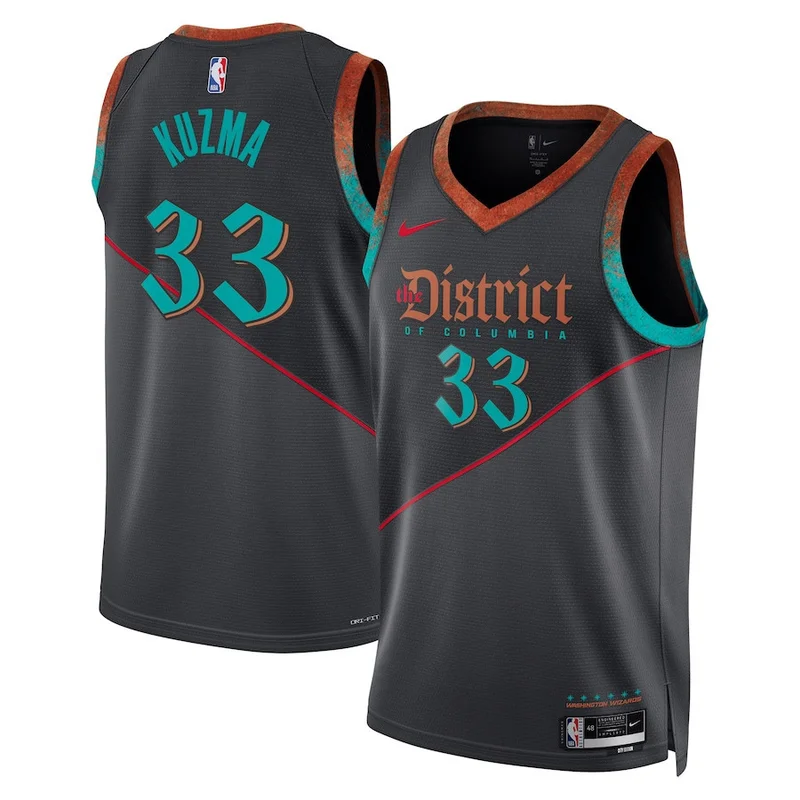 Kyle Kuzma 33 Washington Wizards Jersey 2023/24 City Edition Swingman - Black