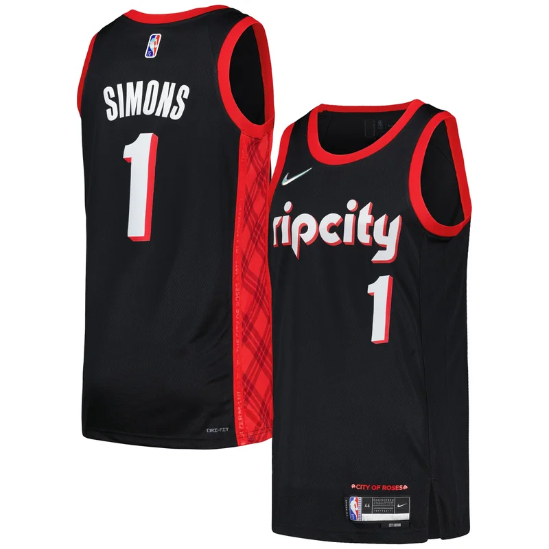 Anfernee Simons Portland Trail Blazers Jersey Swingman Player - City Edition - Black