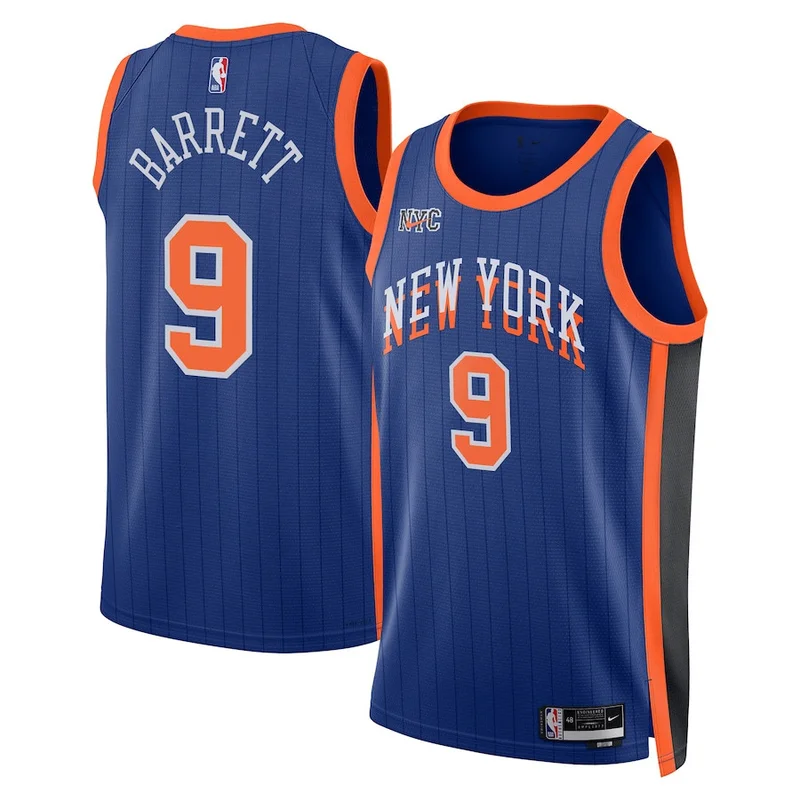 RJ Barrett 9 New York Knicks Jersey 2023/24 City Edition Swingman - Blue