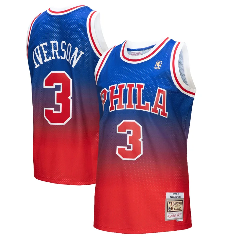 Allen Iverson Philadelphia 76ers Jersey 1996 97 Hardwood Classics Fadeaway Swingman Player