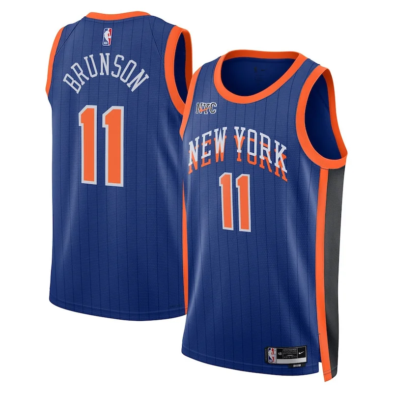 New York Knicks Jersey Jordan Brand Swingman Custom - Statement Edition - Blue - Image 3