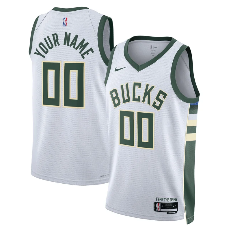 Milwaukee Bucks Jersey Unisex Swingman Custom White - Association Edition