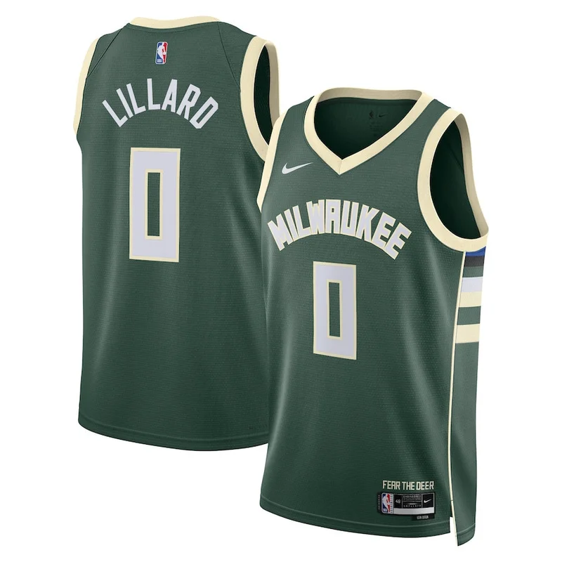 Brook Lopez Milwaukee Bucks Jersey Fast Break Player Green - Icon Edition - Image 2
