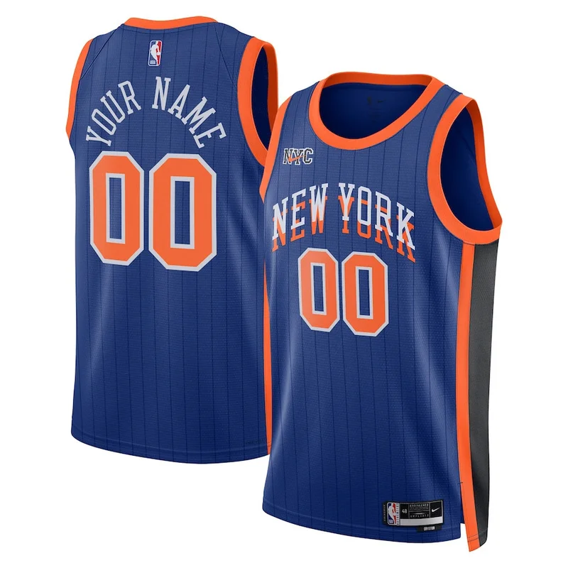 New York Knicks Jersey Jordan Brand Swingman Custom - Statement Edition - Blue - Image 5