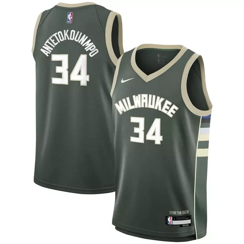 Giannis Antetokounmpo Milwaukee Bucks Jersey Icon Edition Hunter Green
