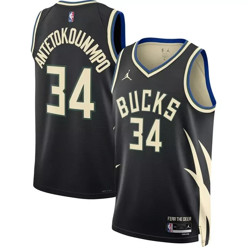 Milwaukee Bucks Custom Fast Break Jersey Statement Edition Black - Image 5