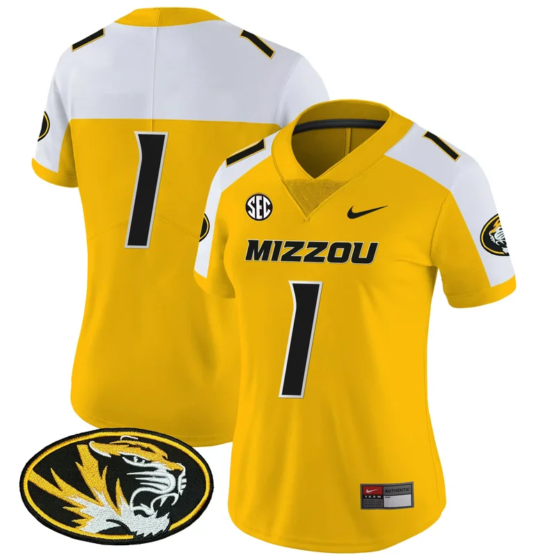 Gold Alternate #1 Team missouri tigers jersey all stitched