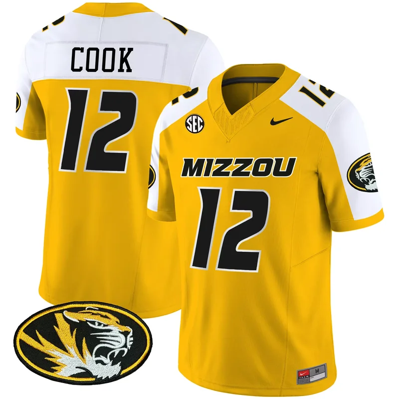 Alternate Brady Cook missouri tigers Gold jersey all stitched - Image 2