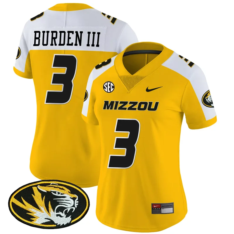 Gold Alternate Luther Burden III missouri tigers jersey all stitched