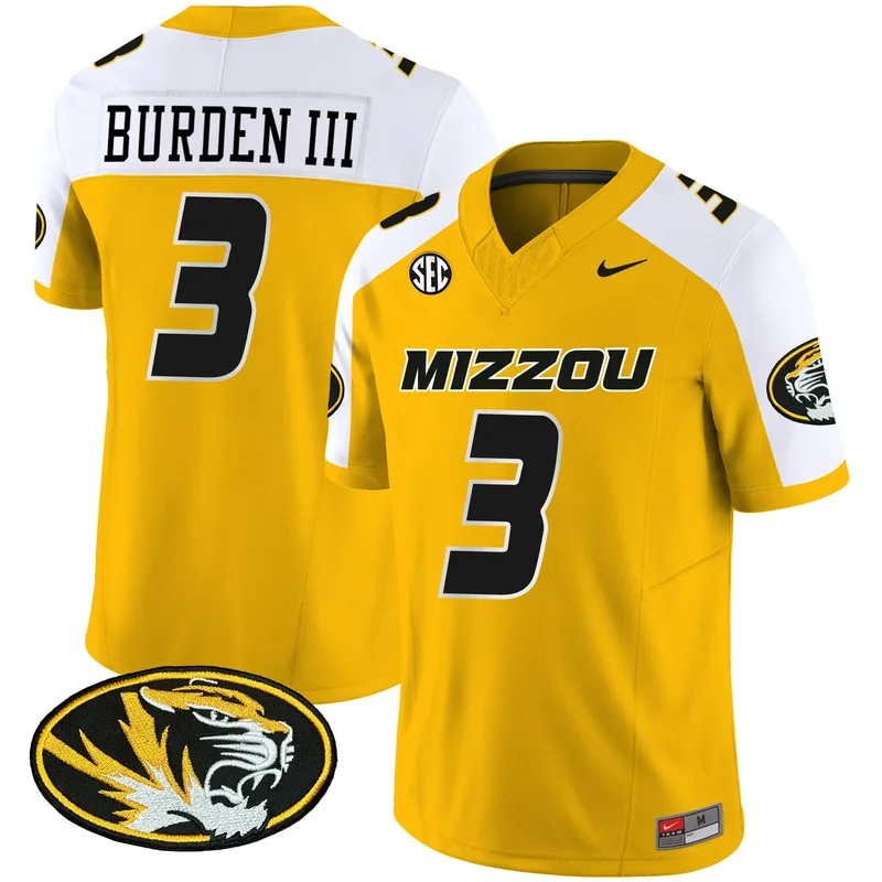 Gold Alternate Luther Burden III missouri tigers jersey all stitched - Image 3
